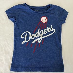 Genuine Merchandise Dodgers Girls Short Sleeve Tee in Blue with White & Red Logo